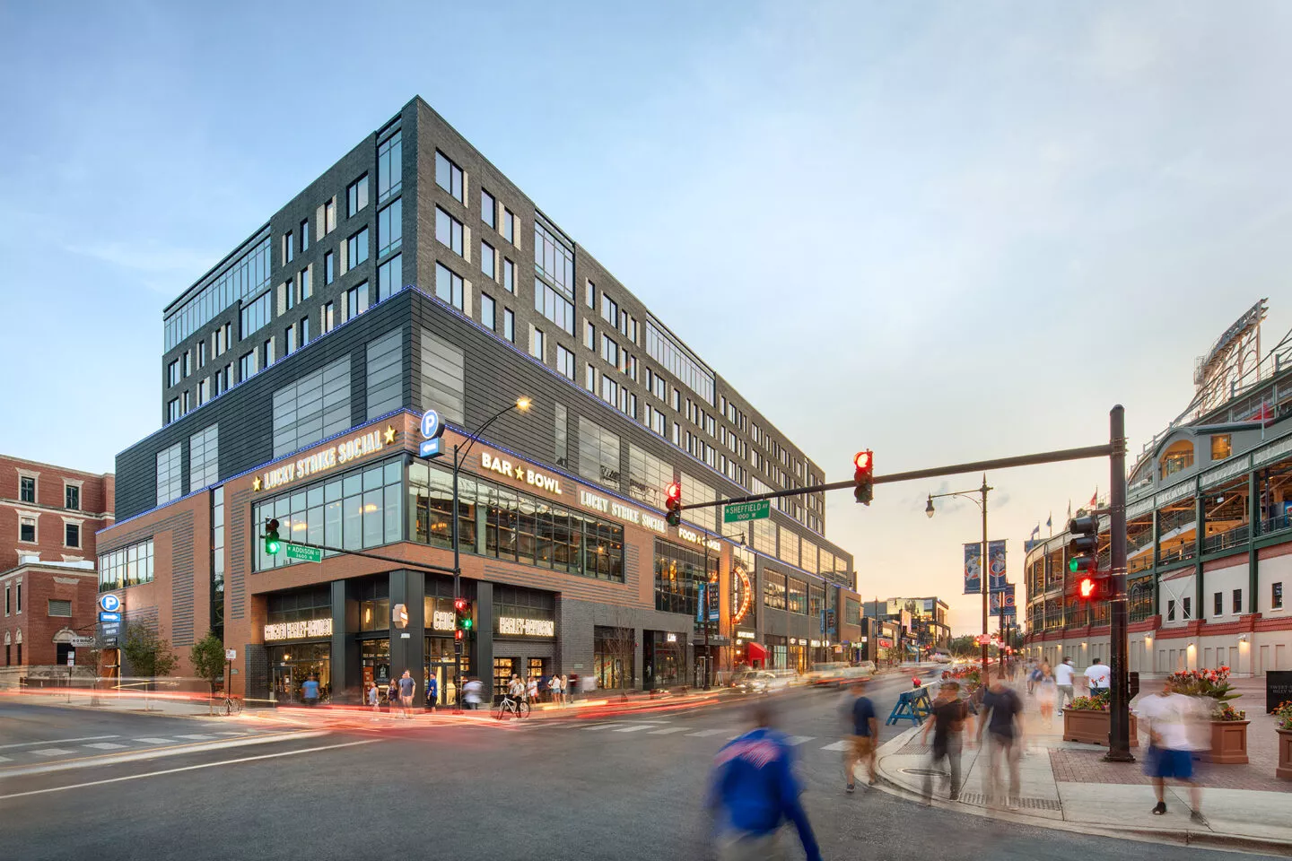 Retail space at SCB's Addison and Clark. Architecture. Planning and Urban Design. Planning and Strategies. Urban Design. Mixed-use. Transit-oriented.