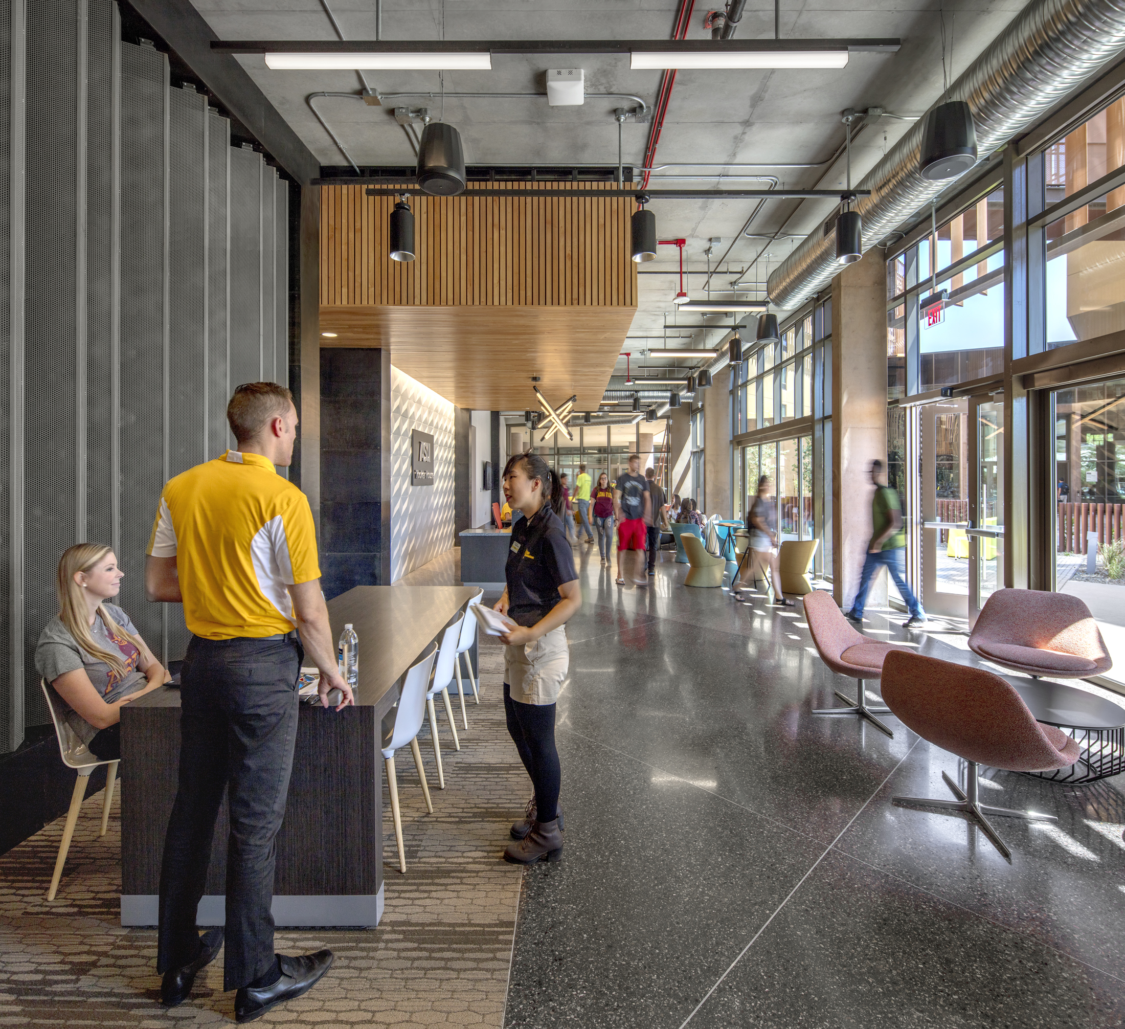 Lobby of SCB's Tooker House. Architecture. Campus Environments. Student Housing.