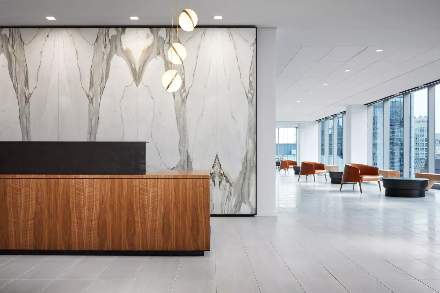 Reception of SCB's Hinshaw & Culbertson. Interior Design. Workplace.