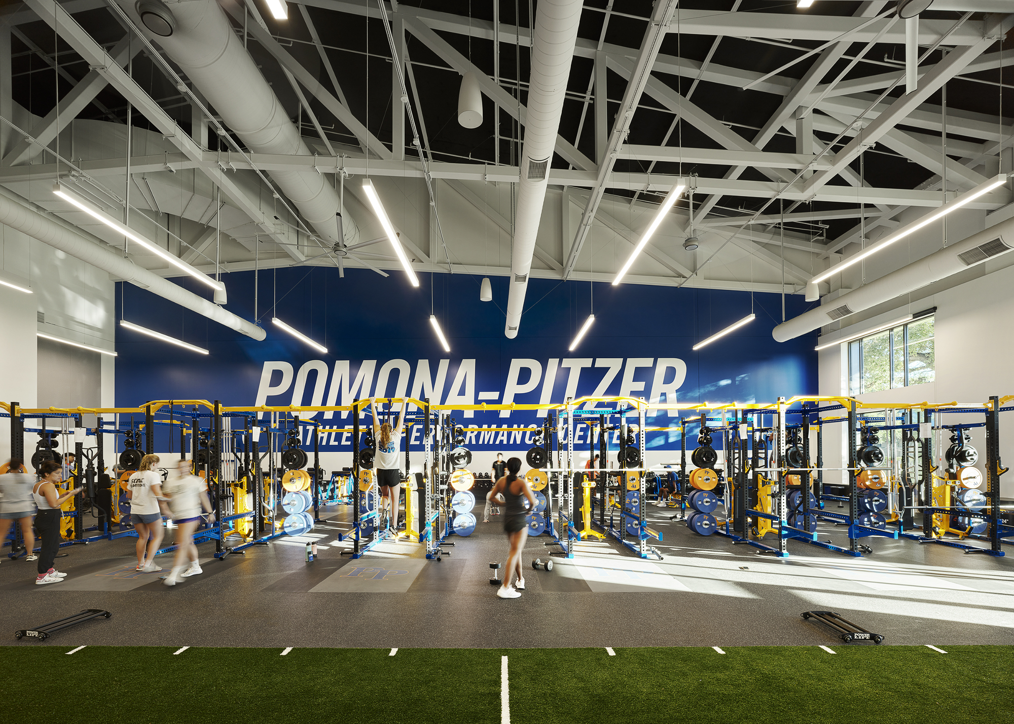 Strength training gym at SCB's Pomona-Pitzer Center for Athletics, Recreation and Wellness. Architecture. Campus Environments. Campus Life.
