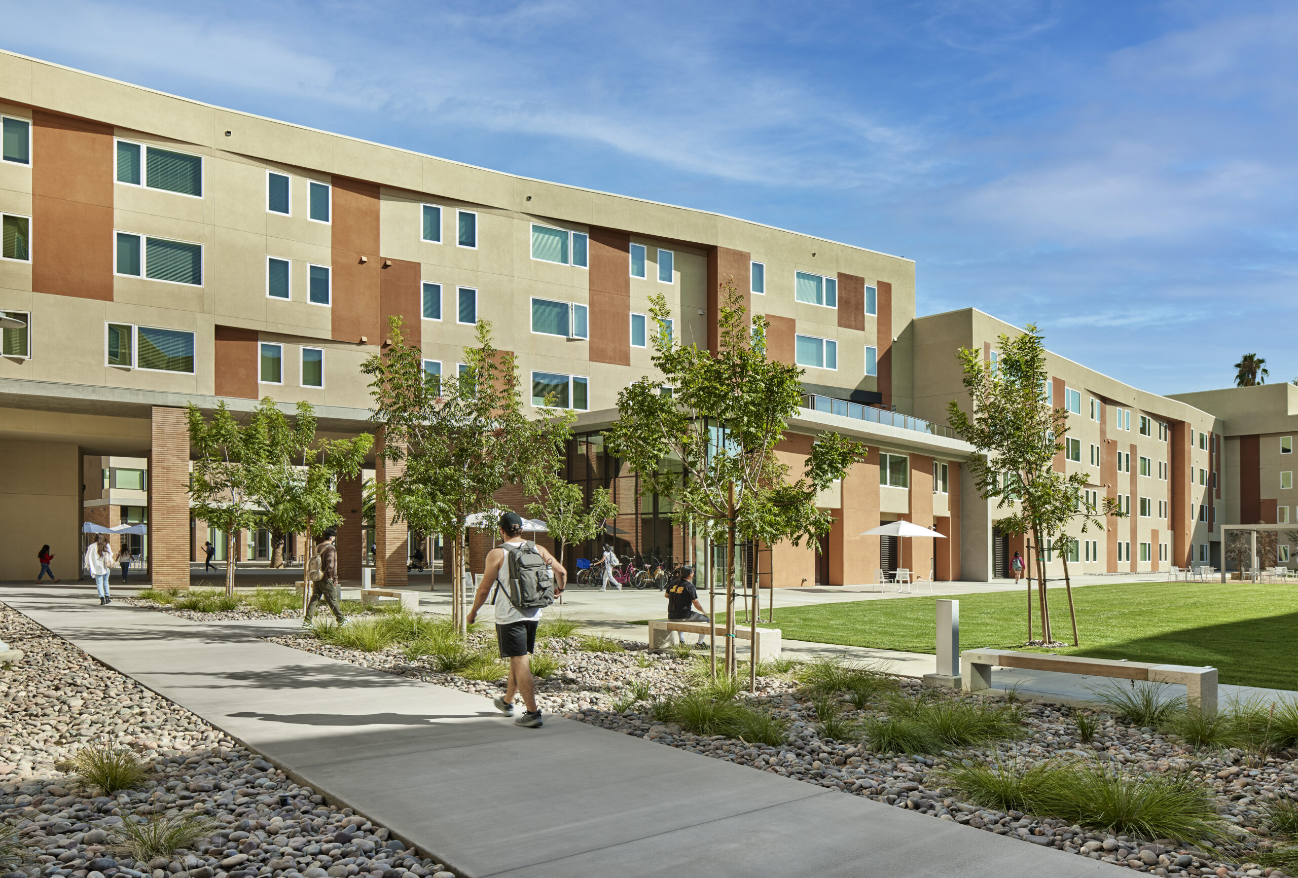 Courtyard at SCB's North District. Architecture. Campus Environments. Campus Life. Student Residential.