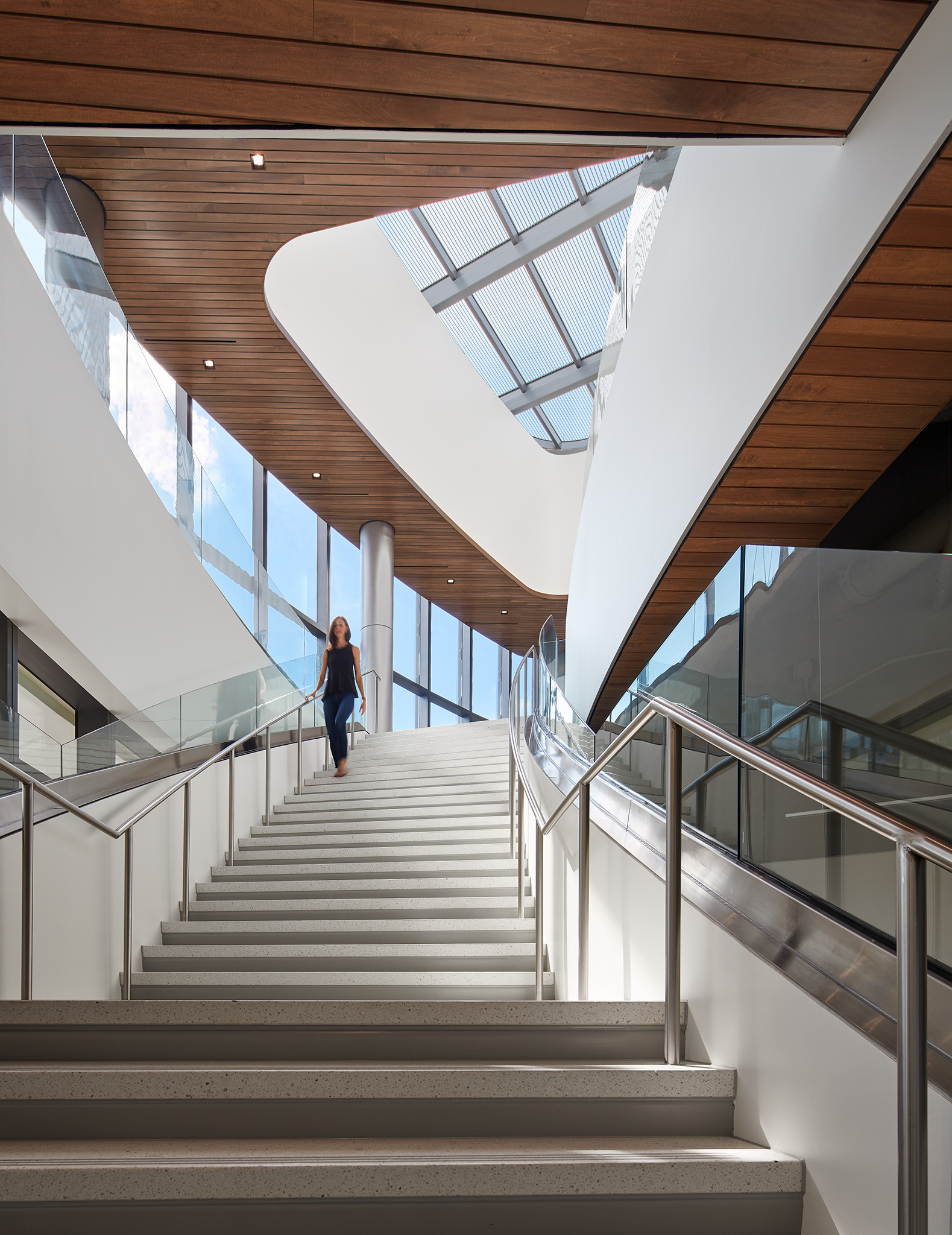 Staircase at SCB's Academic and Residential Complex. Architecture. Campus Environments. Learning Environments. Student Residential.