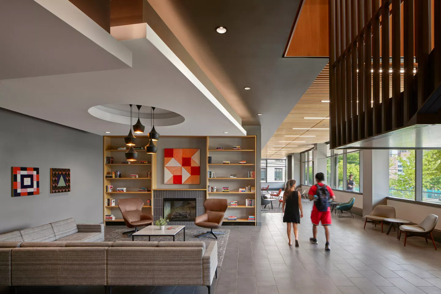 SCB's Bentley Hall and Pennoni Honors College. Interior Design. Campus Environments.