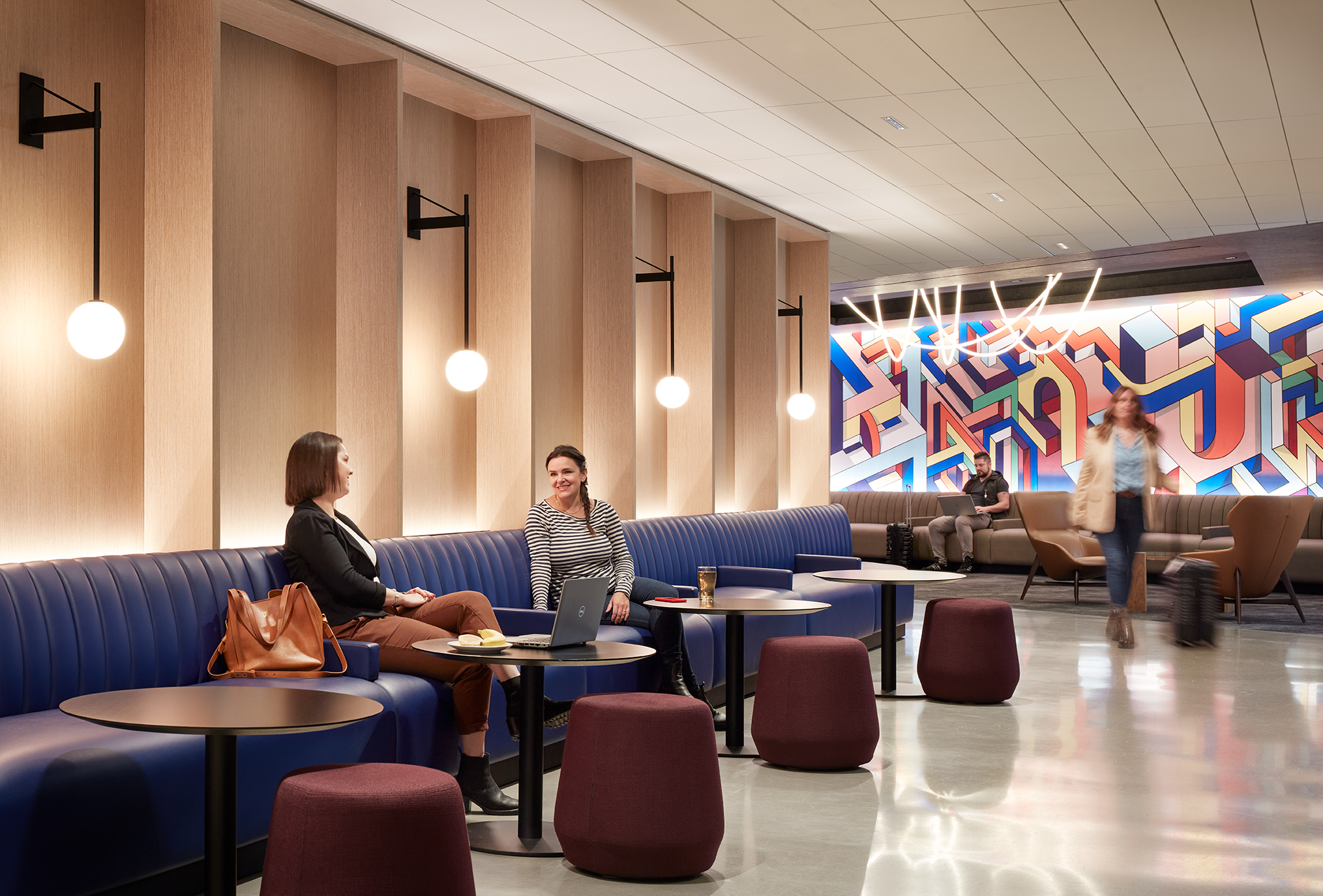 Lounge at SCB's C10 United Club ORD. Interior Design. Aviation.
